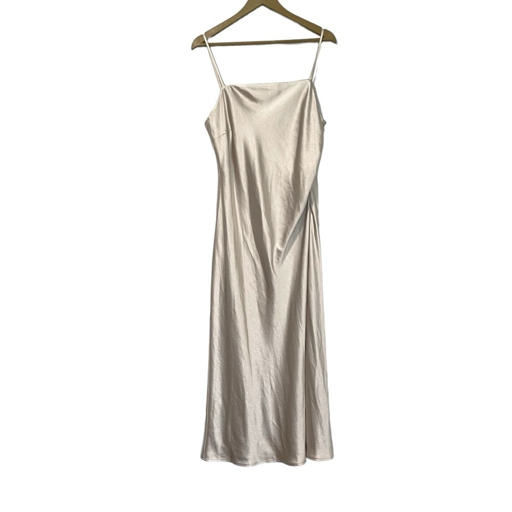 Dress Forum Satin‎ Champagne Maxi Dress Size Large Formal Minimalist Y2K